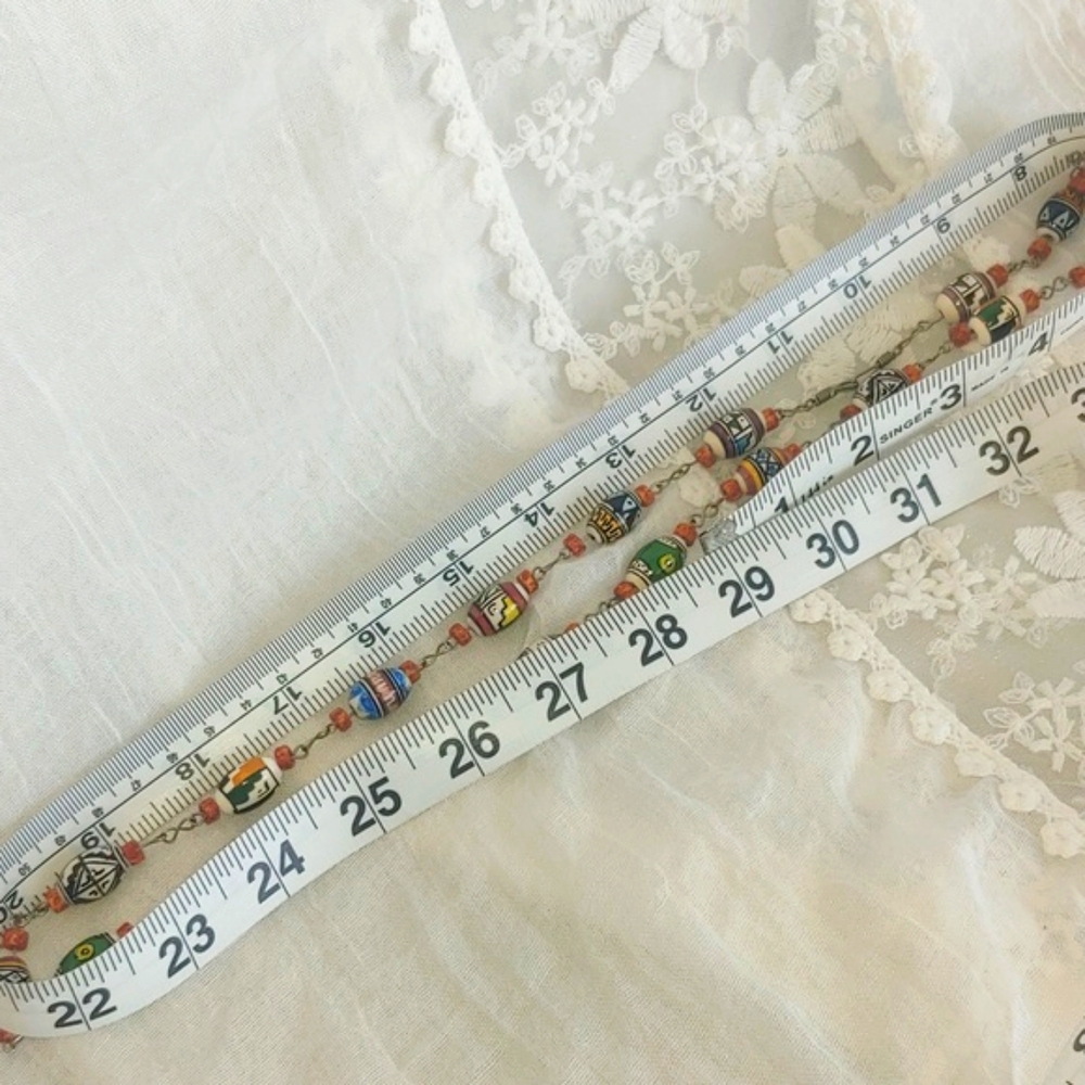 Colombian Hand Painted Clay Bead Necklace - Picture 12 of 13
